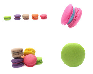 Colorful  macaron isolated on white background  (Mix, set , collection)