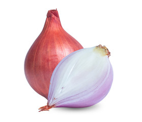 Fototapeta premium Red sliced onion isolated on white background