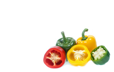 Copy space peppers with white background