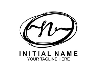 handwriting logo of initial signature. elegant logo design template. Letter Type N. vector illustration