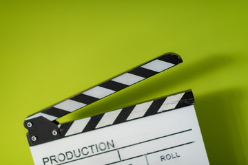 movie clapper on green  background
