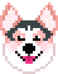 vector pixel art Pembroke Welsh Corgi dog isolated on white background.