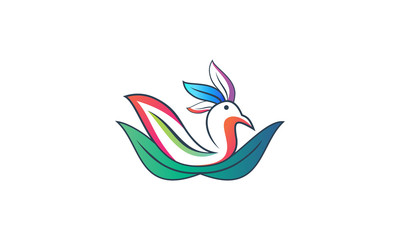 Leaf Swan Logo Design Template. Vector Illustration