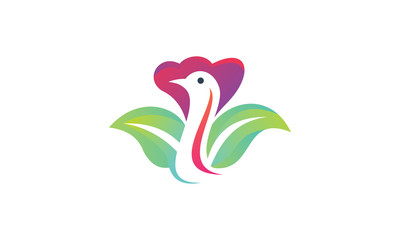 Leaf Swan Logo Design Template. Vector Illustration