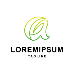 Colorful Letter A with Leaf line Logo Design