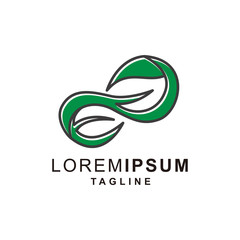 Colorful Infinity with Leaf Outline Logo Design