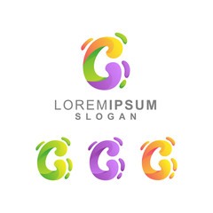 Colorful Letter C with Liquid Logo Design