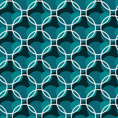 Fototapeta premium Seamless polka dot pattern. Grid with round cells. White and Blue