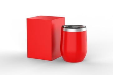 Blank  Insulated Stainless Steel Wine Cup Gift Box For Branding. 3d render illustration.