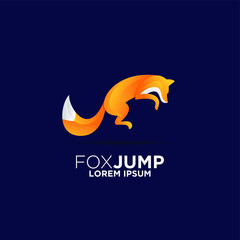 fox jump colorful logo icon design vector 