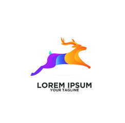 deer jump colorful logo icon design vector 