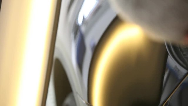 rectification of dents on the metal surface of the car. Metal heating, reflection on the car
