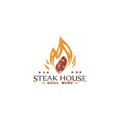 Steak House Logo designs, Rustic Grill logo template