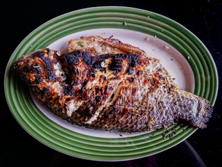 Grilled fish on a plate