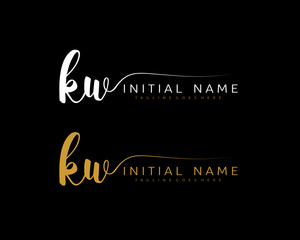 K W KW Initial handwriting logo vector. Hand lettering for designs