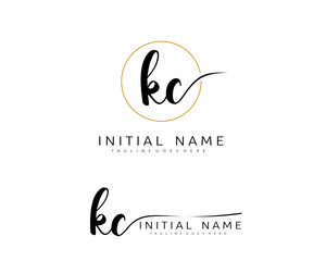 K C KC Initial handwriting logo vector. Hand lettering for designs