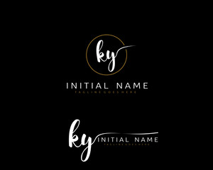 K Y KY Initial handwriting logo vector. Hand lettering for designs