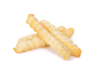 potato fry on white isolated background