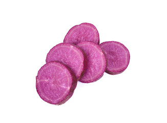 Obraz na płótnie Canvas Purple Colored Sweet Potato on White background