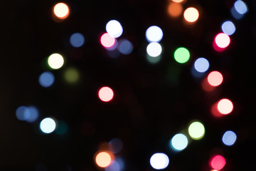 Abstract Defocused Lights on black Background,Bokeh background.
