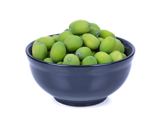 Lotus seeds green on white background