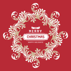 Template of christmas happy holiday, with beauty plant of white leaf flower frame. Vector