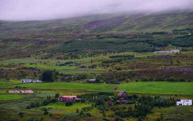 Naklejka premium Scenic view of Akureyri, Iceland