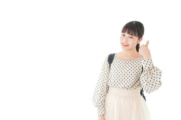 グッドサインをする笑顔の女子学生