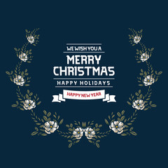Place for text, christmas happy holiday, with elegant style leaf flower frame. Vector