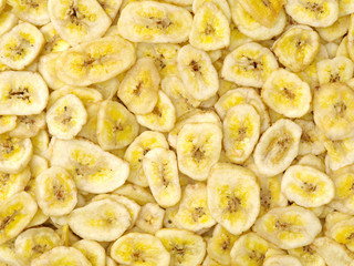 Sliced dried banana background