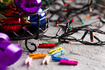 Christmas decoration on abstract background, soft focus