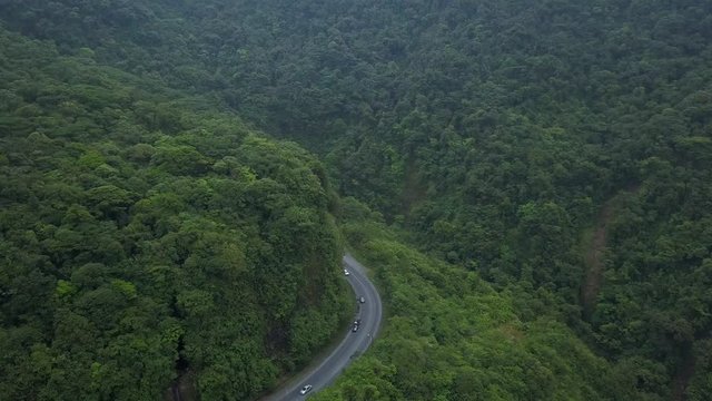 Beautiful Cinematic Aerial View of  the Zurqui Tunnel in Costa Rica