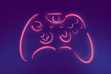 joystick on violet table background. © Jaran