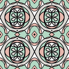 seamless pattern with muted green, pink and grey design. Perfect for preppy, chic design such as print, scarves, wrapping paper, wallpaper, background and banner