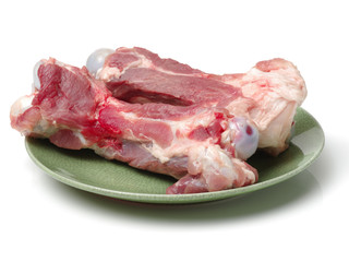 Pig Bone Used For Cooking Soup Base on white background