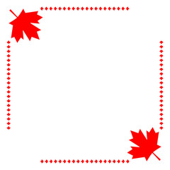Canadian flag corner maple leaf symbol frame border with empty space for your text.