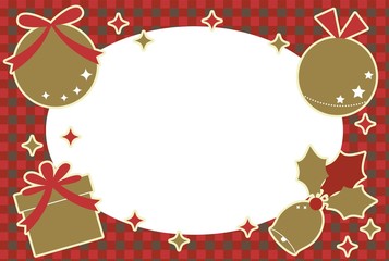 クリスマスオーナメントとギフトボックスのフレーム