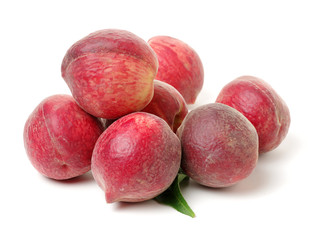 Ripe peach on white background