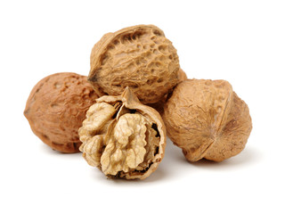 walnuts on a white background