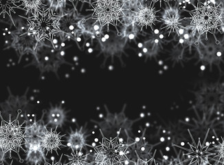 Beautiful black and white christmas background with snowflakes.