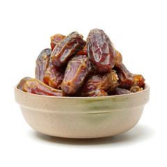 Delicious fresh organic dates on white background