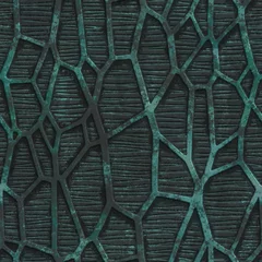 Vlies Fototapete Industrieller Stil Kupfer nahtlose Textur mit geometrischem Muster auf einem metallischen Oxidhintergrund, 3D-Darstellung