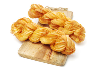 Chinese fried dough twist on white background