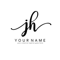 Fototapeta na wymiar Handwriting J H JH initial logo template vector