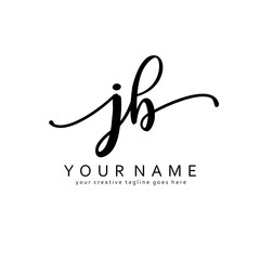 Handwriting J B JB initial logo template vector