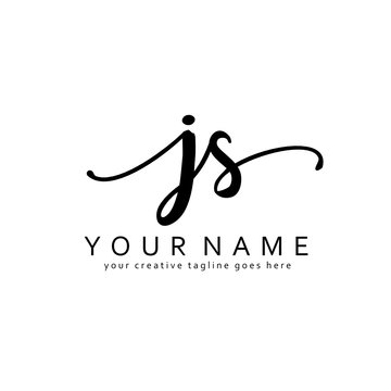 Handwriting J S JS initial logo template vector