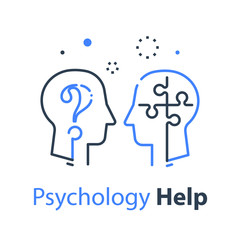 Human head profile and jigsaw puzzle, cognitive psychology or psychotherapy concept, mental health