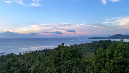 High vantage ocean view sunset