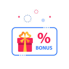 Special reward, prize giveaway, loyalty present, percentage sign, incentive or perks, bonus program