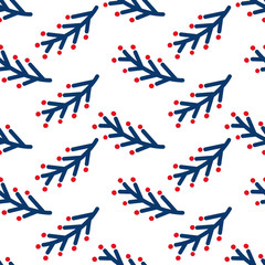 seamless pattern of blue pine leaves on white background. This lovely and stylish design is perfect for many purposes such as wrapping paper, background, fabric design, packaging, etc.